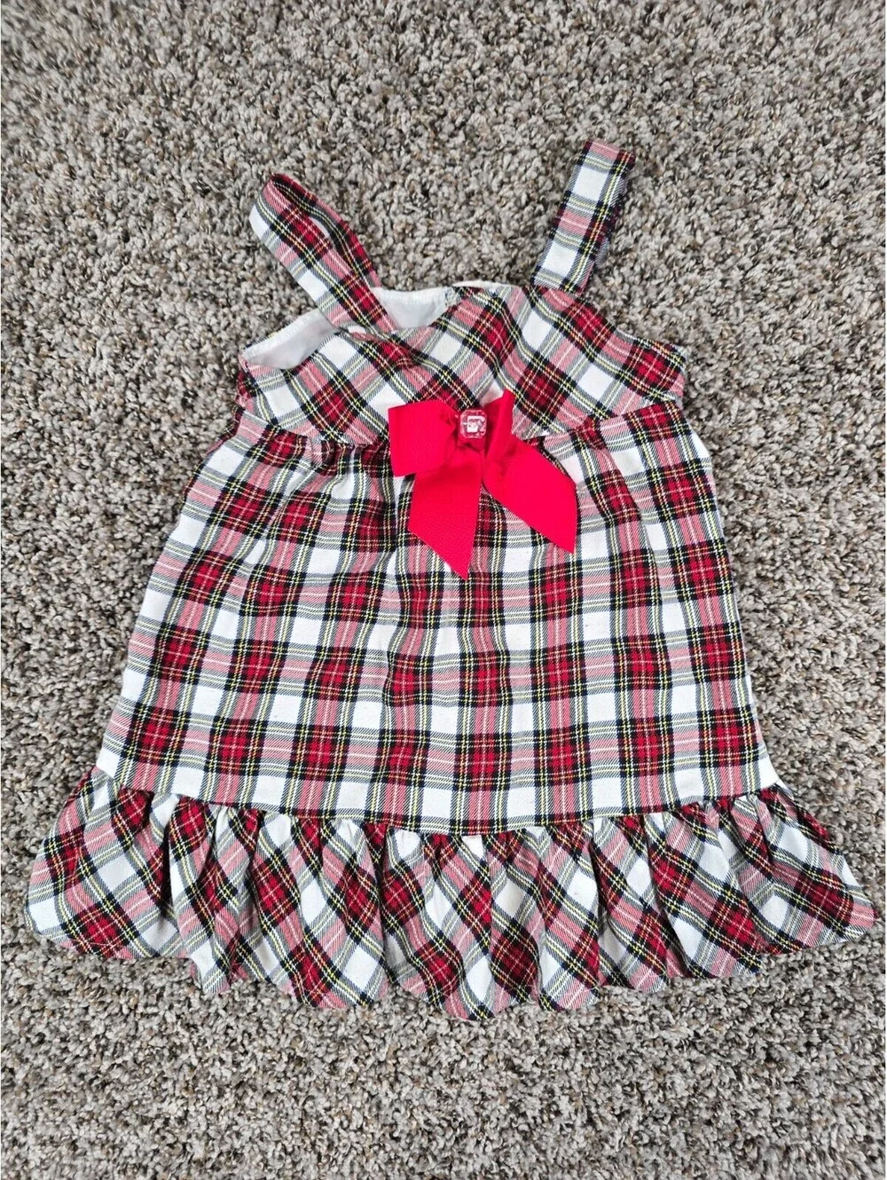 Youngland Girls Sz 3T Sleeveless Dress Black Red Plaid Bow Front